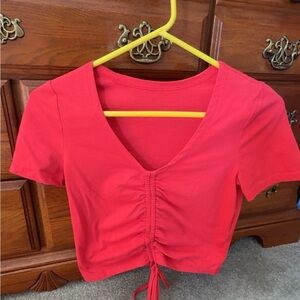 SHEIN Red V-Neck Crop Top